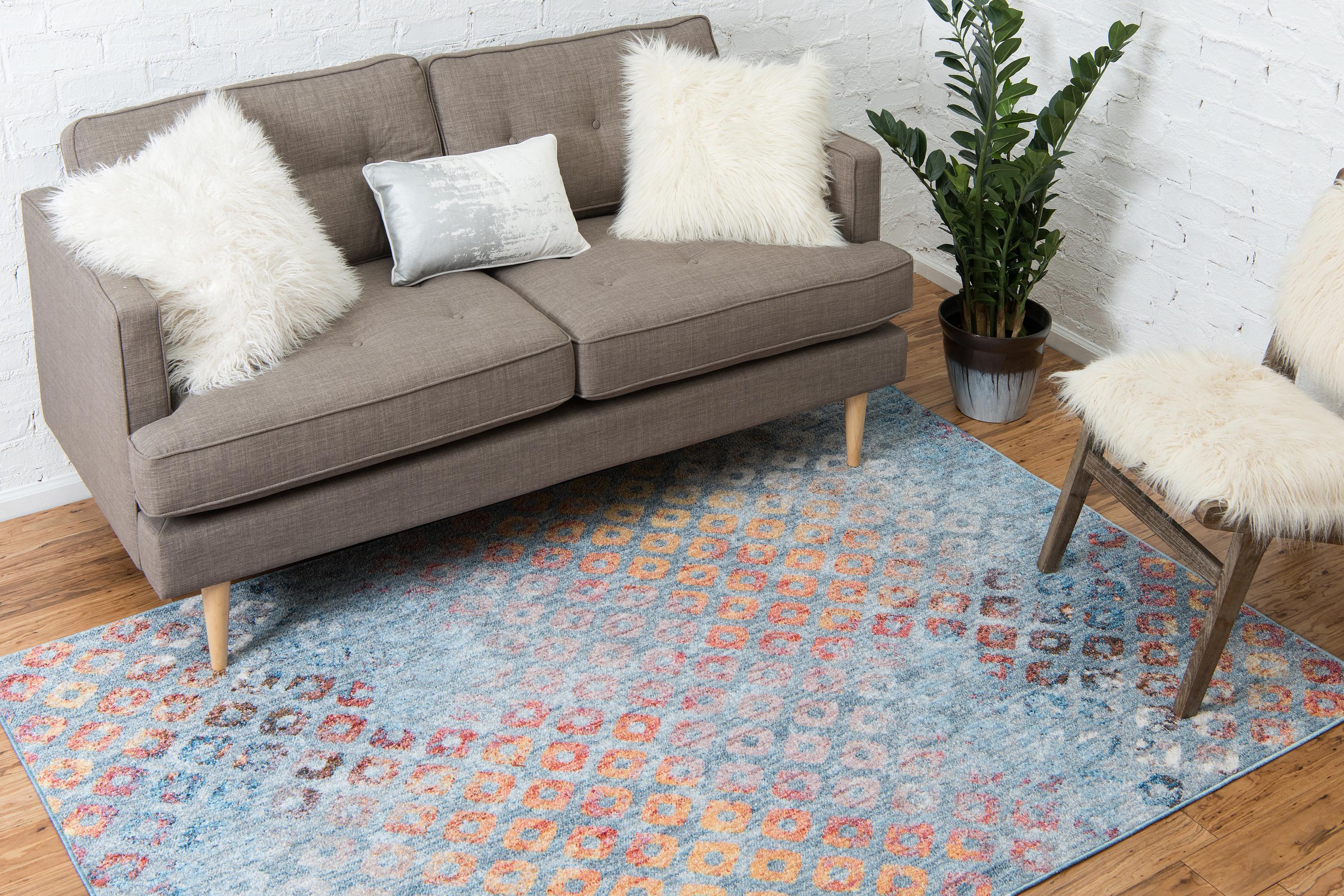 Devan - Regenbogen-Quadratmuster-Teppich