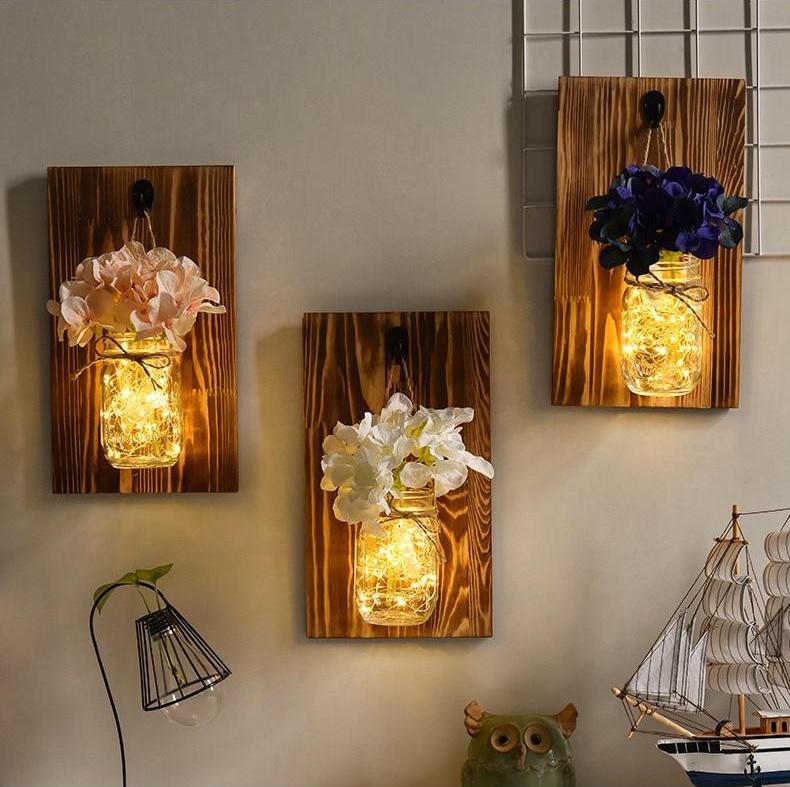 Jinx - Wandmontiertes Lichterketten-Einmachglas